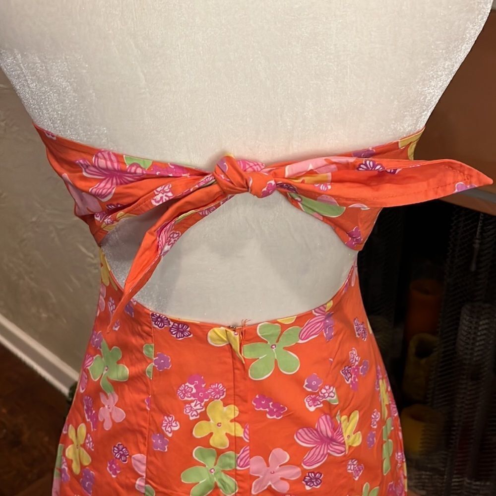 Vintage Lilly Pulitzer Garnichuri Orange Floral Strapless Dress, size 2! - Picture 6 of 11